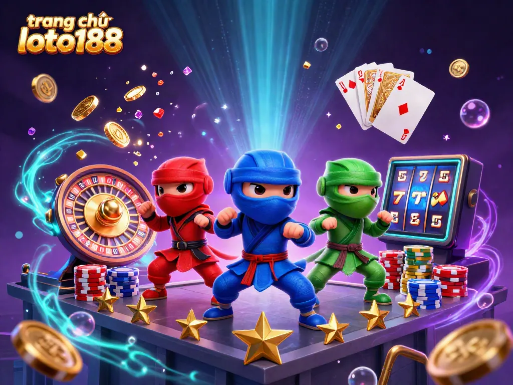 Experience exciting action at trang chủ loto188 with vibrant 3D chameleons amidst dazzling casino elements.