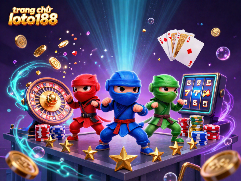 Experience exciting action at trang chủ loto188 with vibrant 3D chameleons amidst dazzling casino elements.