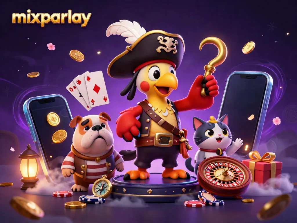 Experience the thrill of mixparlay betting with vibrant casino elements in this colorful 3D illustration.