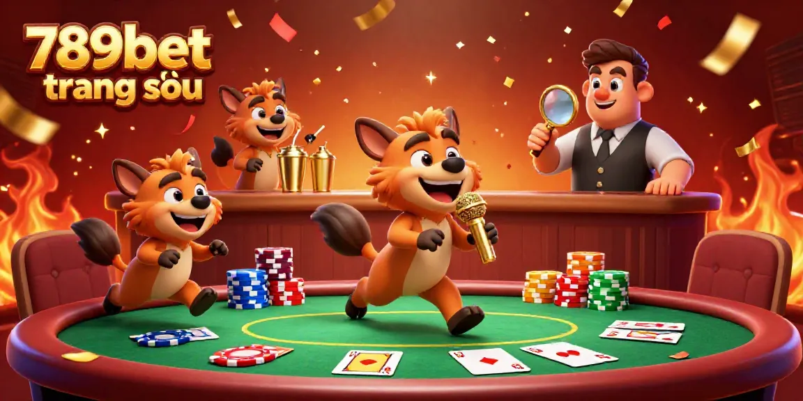 Experience the excitement at 789bet trang chủ, with animated hyenas enjoying games in a vibrant casino setting.