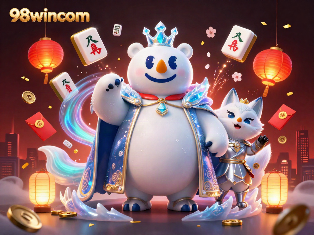 Experience thrilling gameplay with 98wincom’s vibrant casino elements in an exciting 3D illustration.