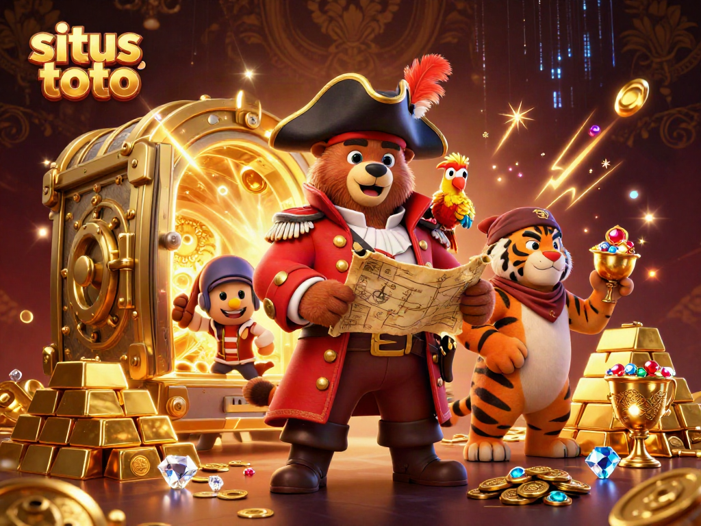 Engage with the exciting world of situs toto through vibrant illustrations of treasure and gaming.
