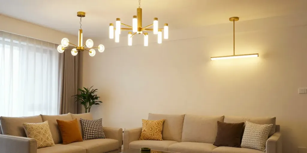Lustre living moderne din gama LED, perfect pentru atmosfera confortabilă a casei tale.