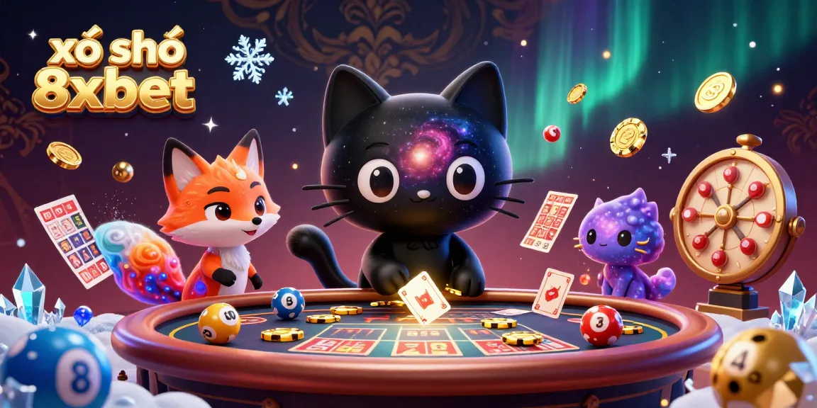 Experience the thrills of xổ số 8xbet with a cosmic twist in this vibrant lottery-themed illustration.