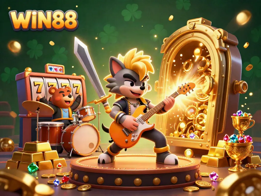 Experience the thrill of WIN88 slots in a vibrant casino packed with action and treasures.