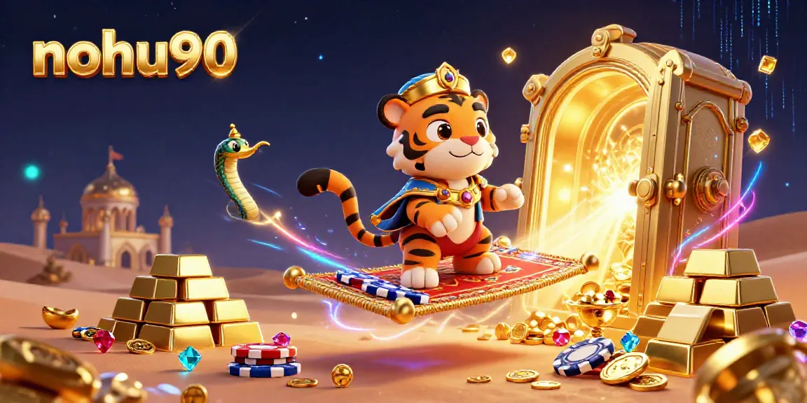 Nohu90 offers thrilling chances to win in a dazzling casino scene filled with treasures and magical elements.