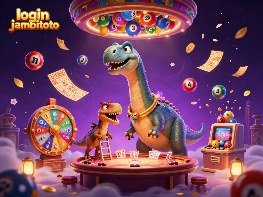Experience the excitement of login jambitoto with dynamic lottery elements, vibrant characters, and magical casino energy.