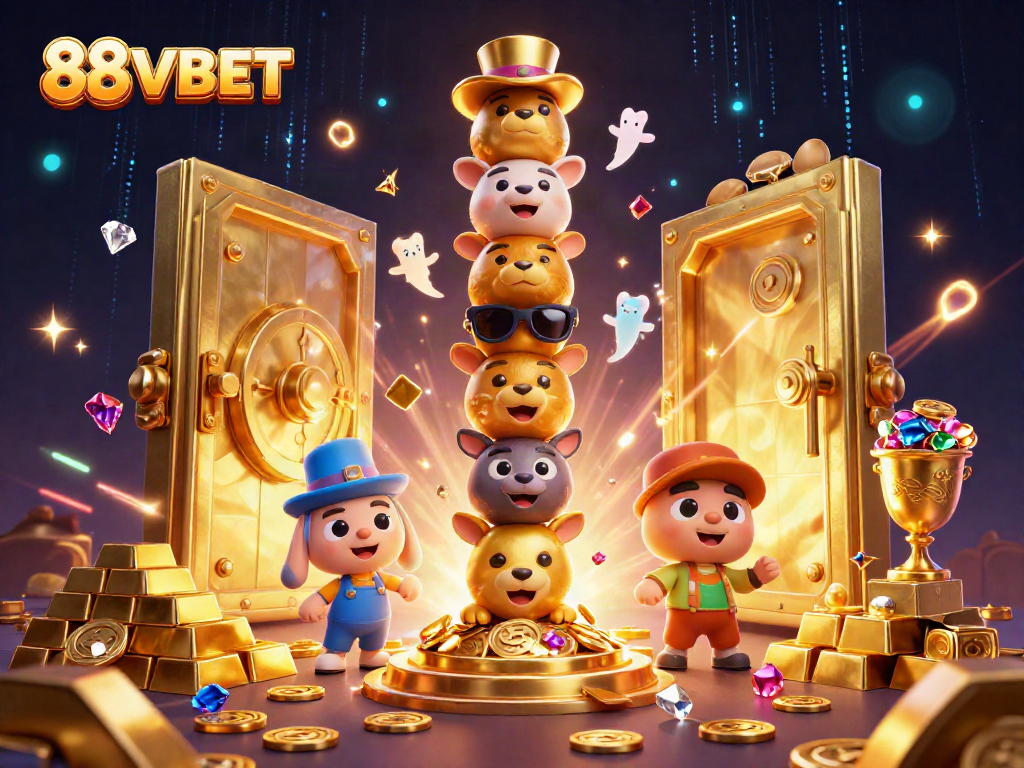 Win big with 88VBET's vibrant and dynamic casino-themed illustration showcasing fortune elements.